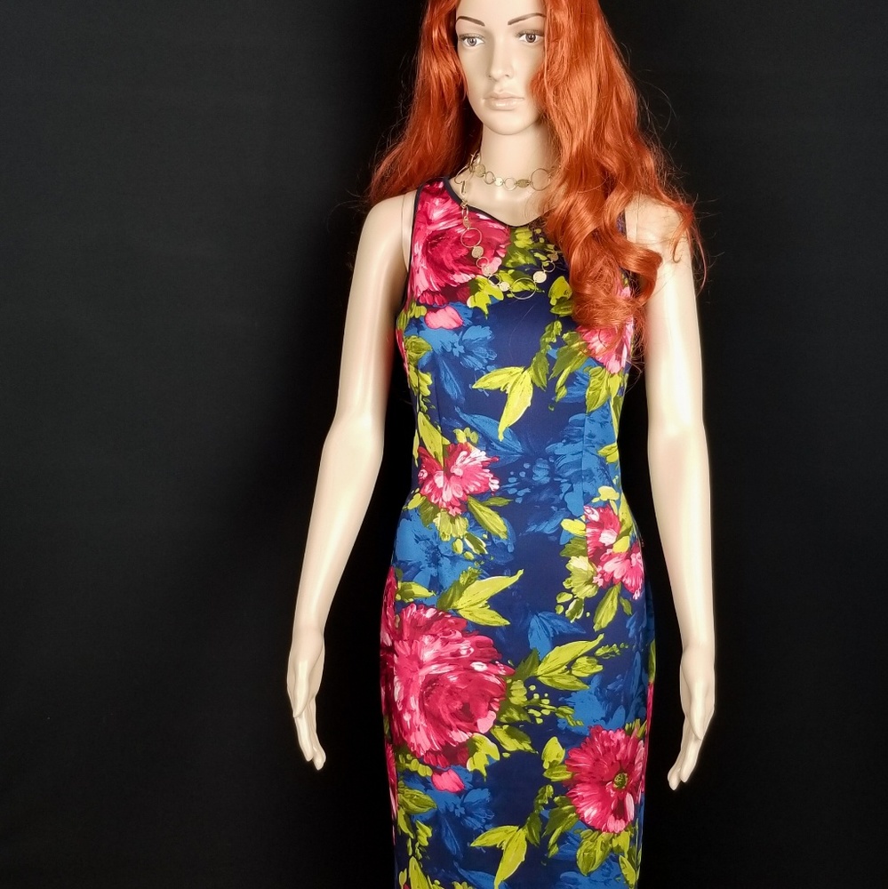 _EUC Enfocus Flower Basic Dress w/ Silver Zipper